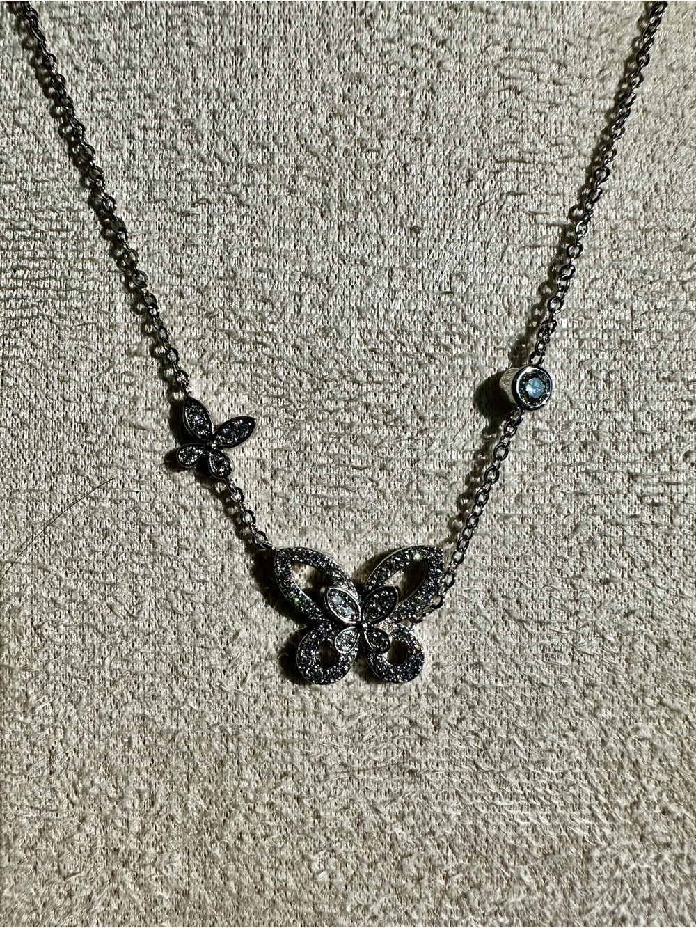 Moissanite Sterling Silver Butterfly Pendant Necklace - Picture 3 of 6